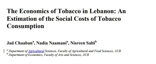 The Economics Of Tobacco In Lebanon: An Estimation Of The Social Costs Of Tobacco Consumption (Full Report) - Ifi Paper 
