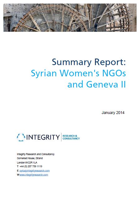 New Report On The Role Of Women's Csos At Geneva Ii